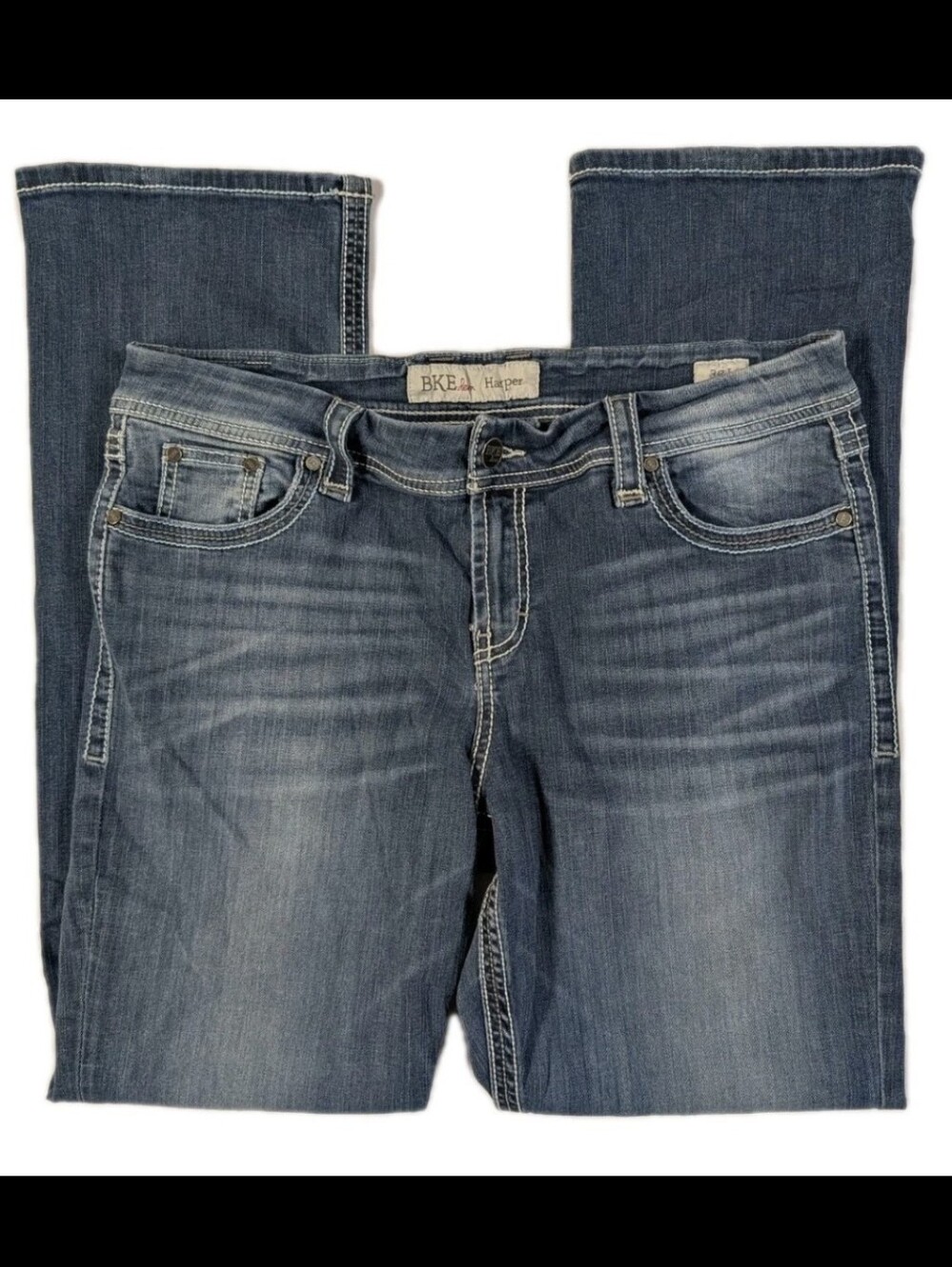 BKE Denim Harper Bootcut Stretch Jeans Size 36x33.5 Pittsboro Wash Thick Stitch